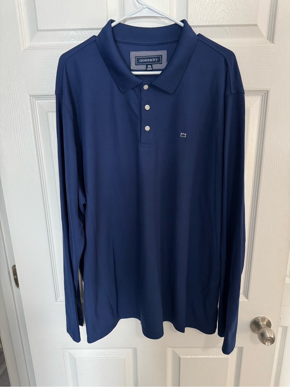crown & ivy Men's Long-Sleeve Polo in Navy